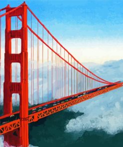 California Golden Gate Bridge In Fog Paint By Numbers