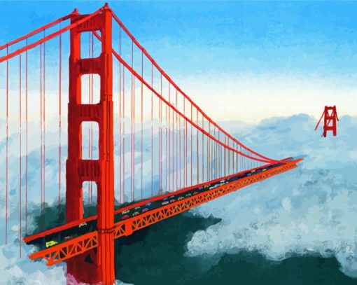 California Golden Gate Bridge In Fog Paint By Numbers