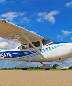 Cessna 182 Plane White And Blue Paint By Numbers