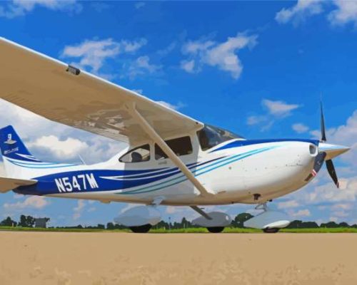 Cessna 182 Plane White And Blue Paint By Numbers