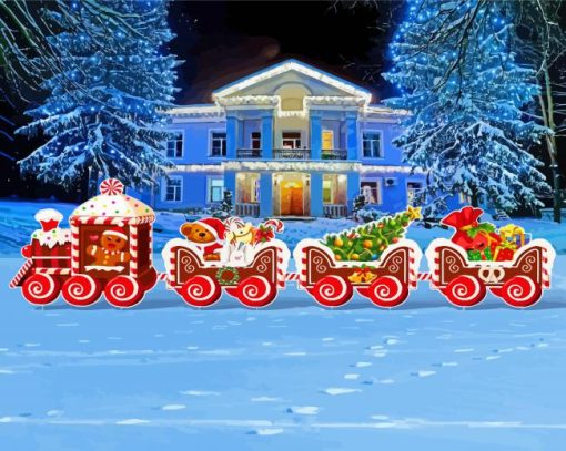 Christmas Yard Train Paint By Numbers