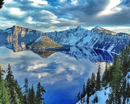 Crater Lake Landscape Paint By Numbers