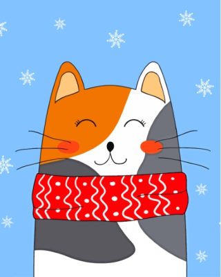 Cute Cat With Scarf Paint By Numbers