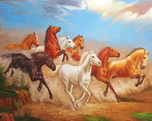 Eight Horses Running Paint By Numbers