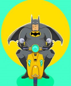 Fat Batman On Motorcycle Paint By Numbers