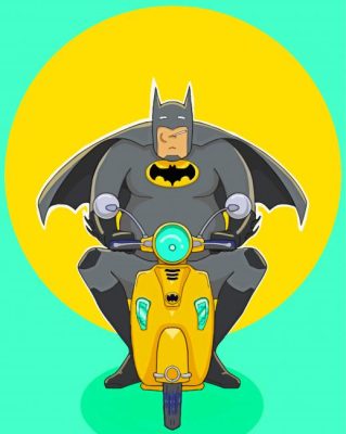 Fat Batman On Motorcycle Paint By Numbers