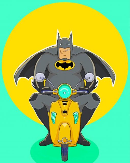 Fat Batman On Motorcycle Paint By Numbers