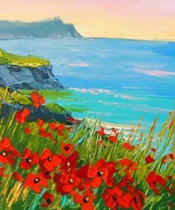 Flowers With Sea Scape Paint By Numbers