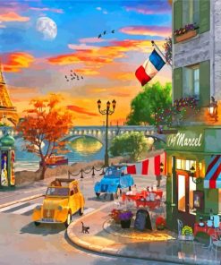 France Paris Cafe Paint By Numbers