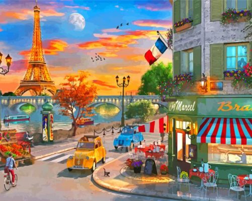 France Paris Cafe Paint By Numbers