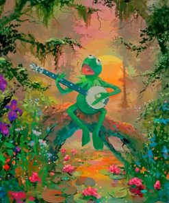 Frog With Guitar In Garden Paint By Numbers