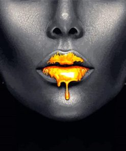 Golden Lips Paint By Numbers