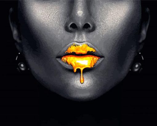 Golden Lips Paint By Numbers