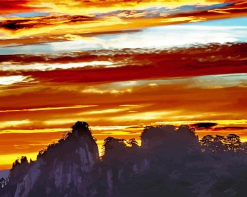 Hungshan Yellow Mountain China Sunrise Paint By Numbers