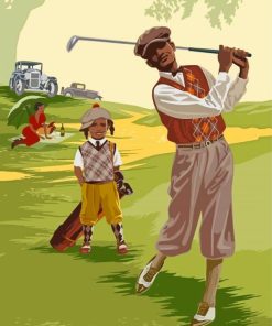 Illustration Black Golfer Paint By Numbers