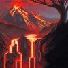 Illustration Volcano Lava Paint By Numbers