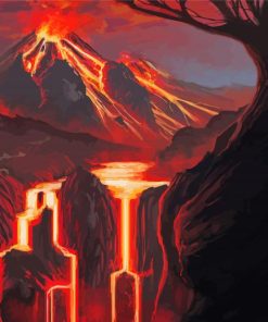 Illustration Volcano Lava Paint By Numbers