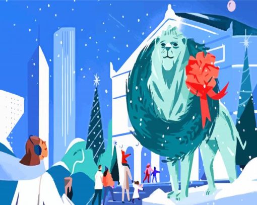 Illustration Chicago Christmas Paint By Numbers