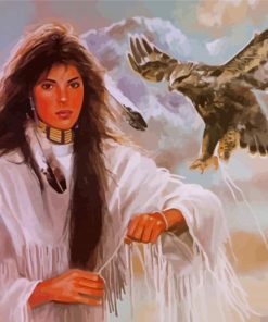 Native Woman And Hawk Paint By Numbers