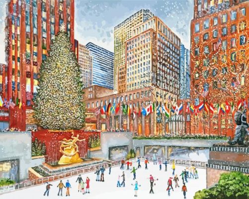 New York Christmas Ice Skate Paint By Numbers