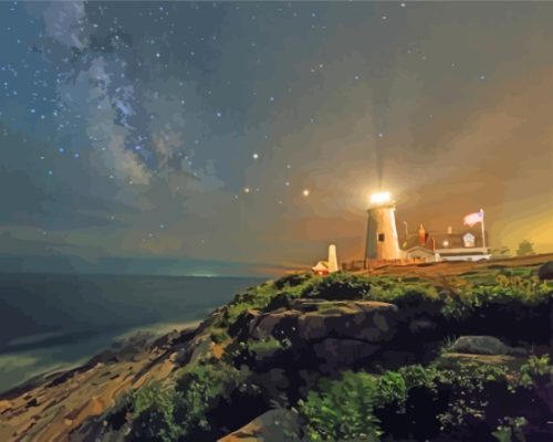 Pemaquid Point Night Time Paint By Numbers