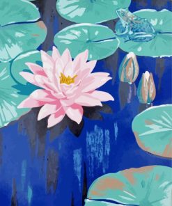 Pink Lily And Frog AJ Casson Paint By Numbers