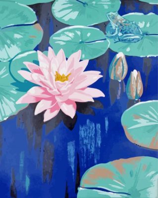 Pink Lily And Frog AJ Casson Paint By Numbers