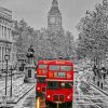 Red London Bus Rain London Paint By Numbers