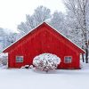 Red Barn In Winter Paint By Numbers