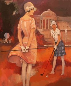 Retro Woman Golfer Paint By Numbers