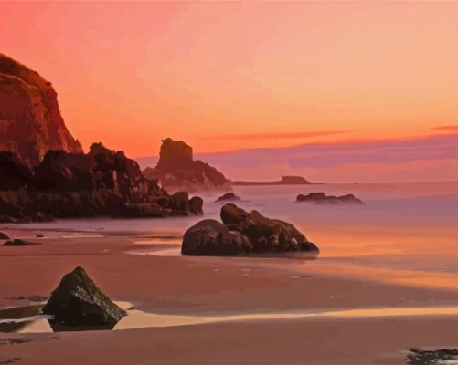 Scotland Lunan Bay At Sunset Paint By Numbers