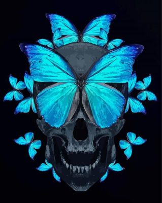 Skull With Butterflies Paint By Numbers