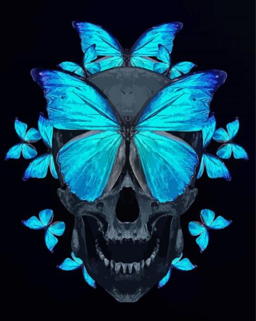 Skull With Butterflies Paint By Numbers