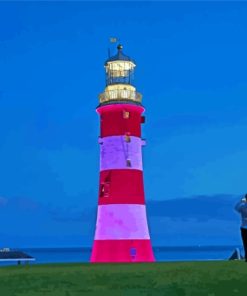 Smeatons Tower Plymouth At Night Paint By Numbers