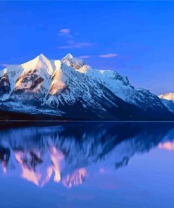 Snowy Mountains By Lake McDonald Paint By Numbers