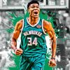 Splatter Monochrome Milwaukee Bucks Player Paint By Numbers