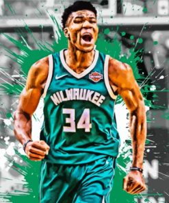 Splatter Monochrome Milwaukee Bucks Player Paint By Numbers