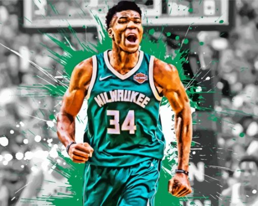 Splatter Monochrome Milwaukee Bucks Player Paint By Numbers