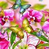 Spring Pink Orchid And Butterflies Paint By Numbers