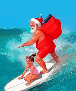 Surfing Santa With Girl Paint By Numbers