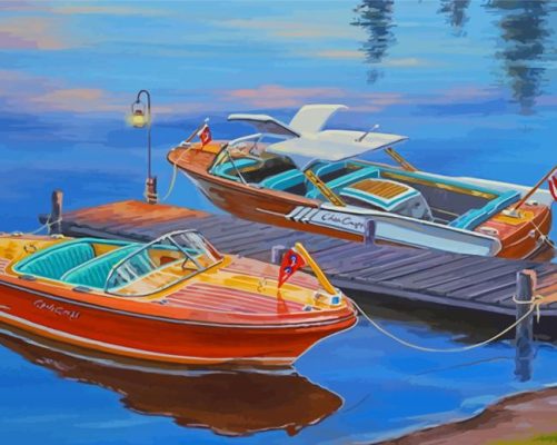 Two Vintage Boats Paint By Numbers