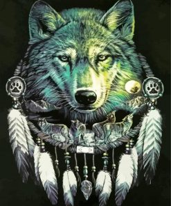 Wild Wolf And Feathers Paint By Numbers