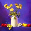 Yellow Carnations Vase And Fruits Paint By Numbers