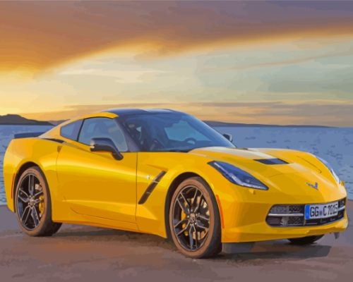 Yellow Corvette Paint By Numbers