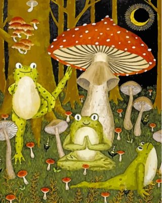 Yoga Frogs And Mushrooms Paint By Numbers