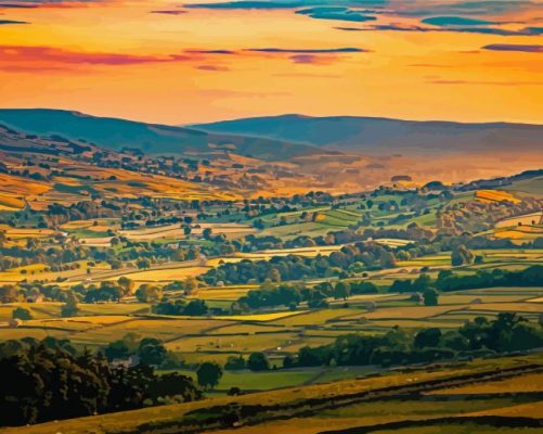 Yorkshire Dales Landscape At Sunset Paint By Numbers