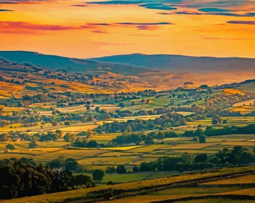 Yorkshire Dales Landscape At Sunset Paint By Numbers