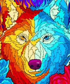 Abstract Fire Ice Wolves Paint By Numbers