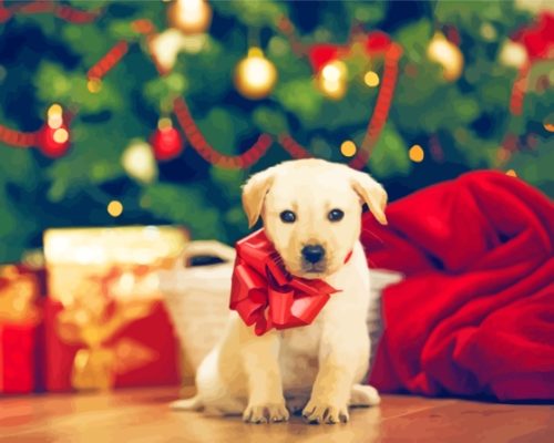 Adorable Christmas Dog Paint By Numbers