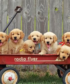 Aesthetic Puppies In Wagon Paint By Numbers